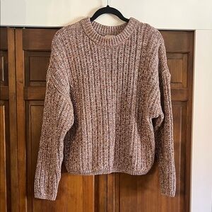 Universal Thread Marled Brown and Cream Ribbed Knit Sweater